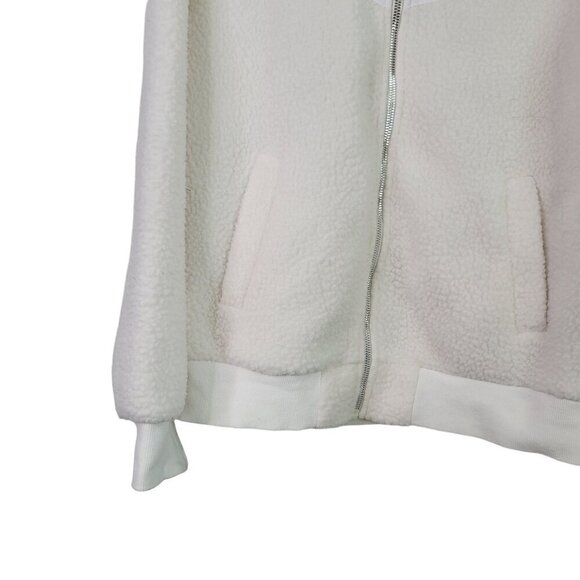 Zyia Active Women's Fleece Sherpa Teddy Flying V Full Zip White Jacket Size M - Picture 5 of 12